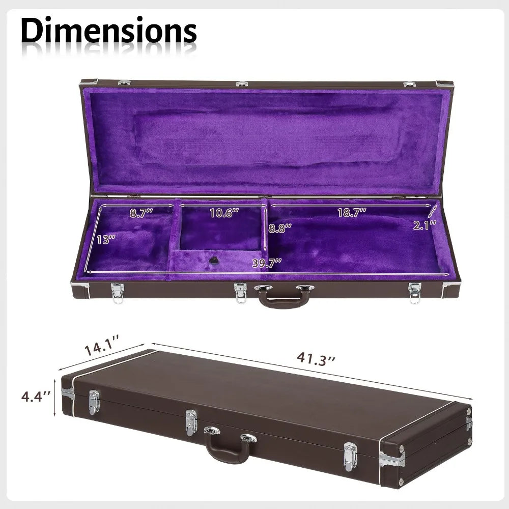 Protable ST Electric Guitar Square Case with Hardware and Lock