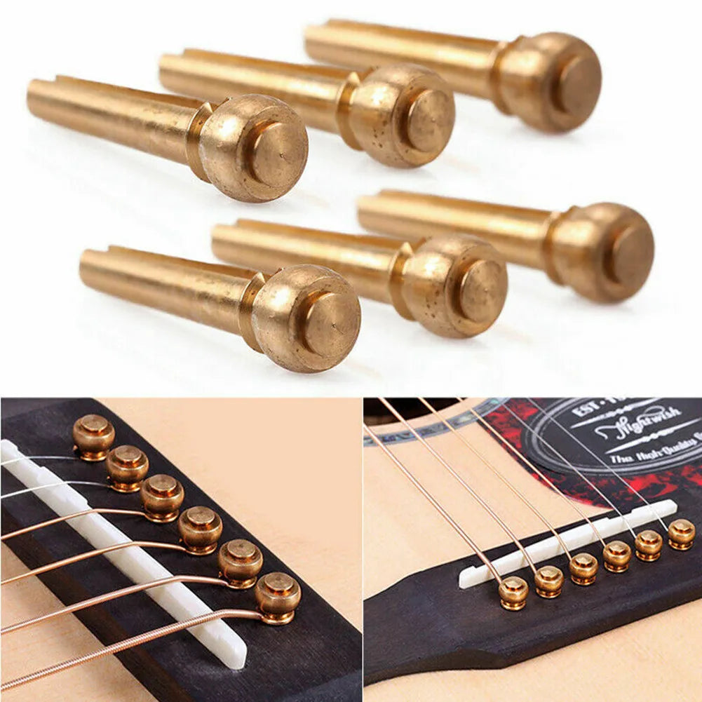 Brass Guitar Bridge Pins Set For Acoustic And Electric Guitars