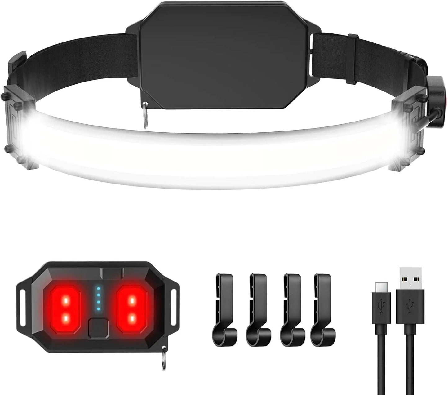 2pcs LED Headlamp Rechargeable,1200 Lumen Ultra-Light Bright LED Rechargeable Headlight The Perfect Gift