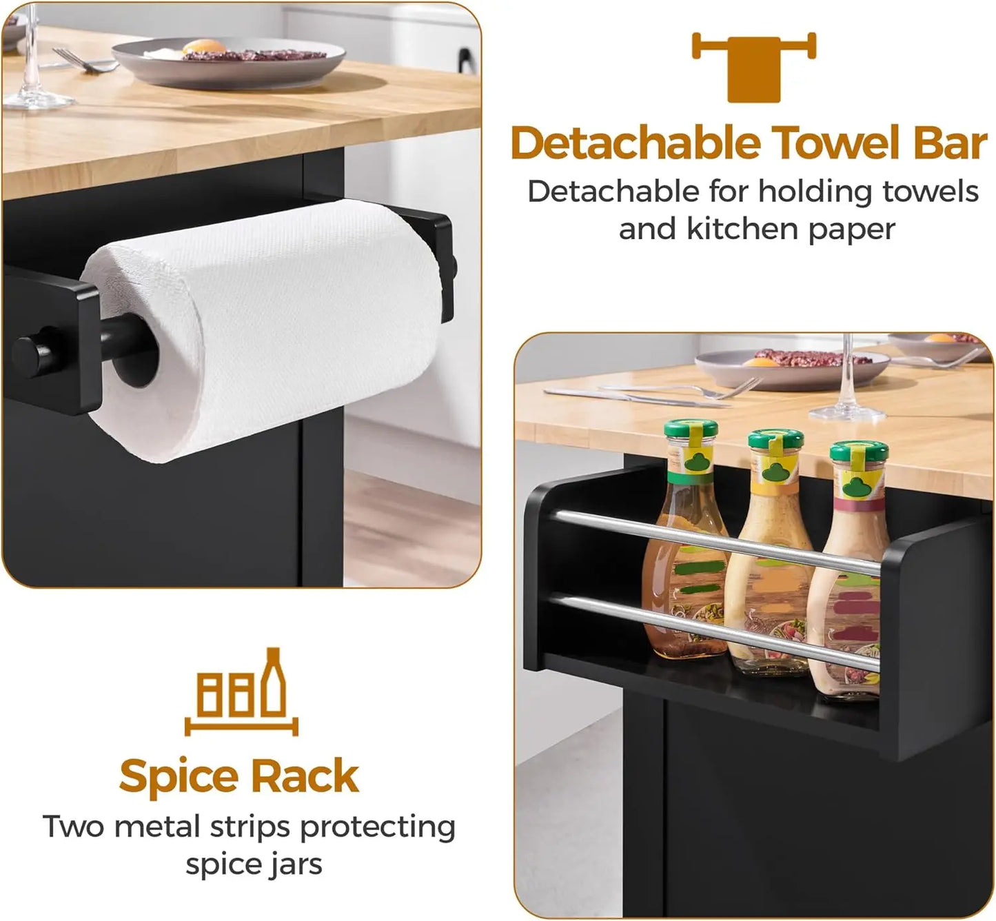 Rolling Kitchen Island Cart With Drop Leaf Storage Drawer