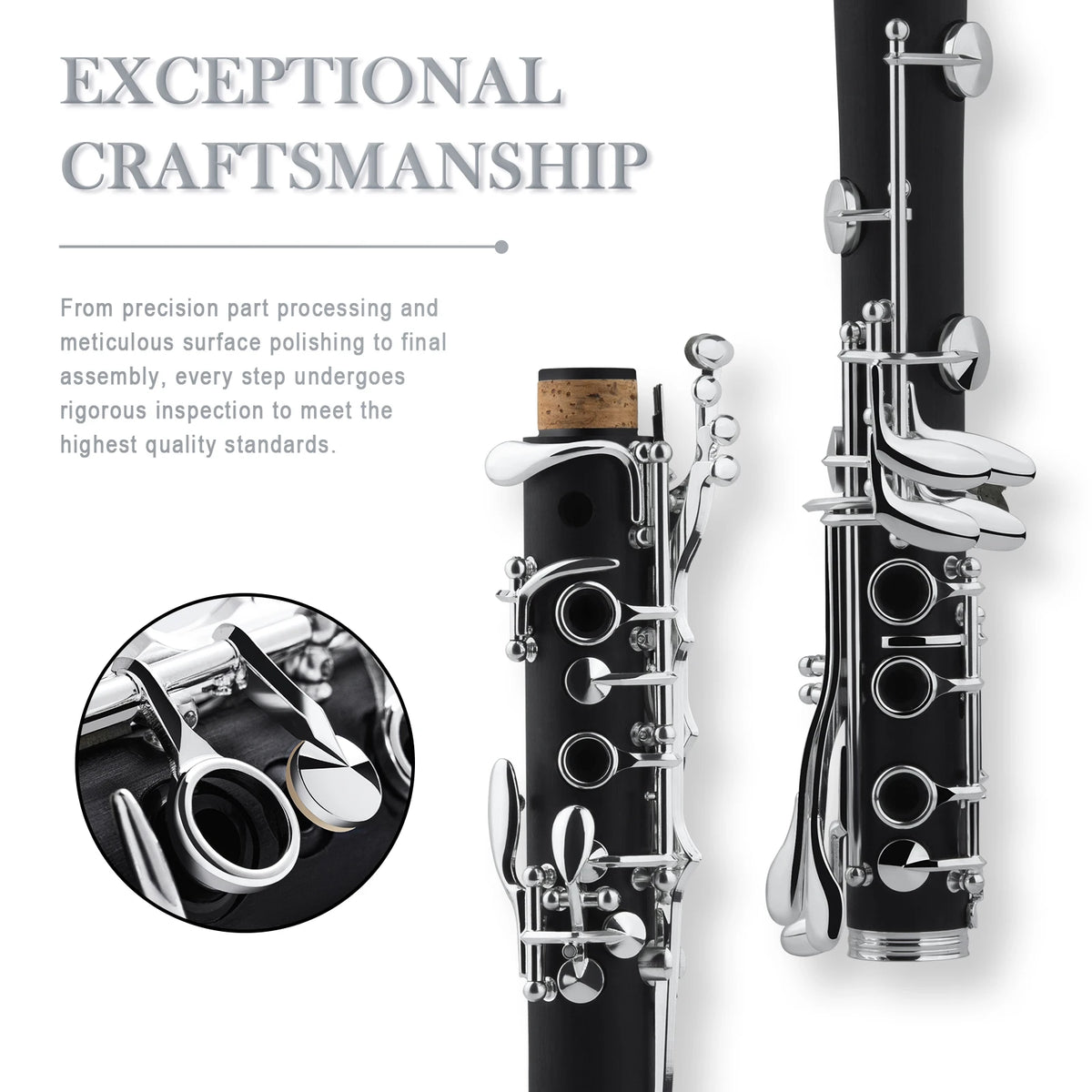 Sonicake Bb Clarinet For Beginners With Hard Rubber Body
