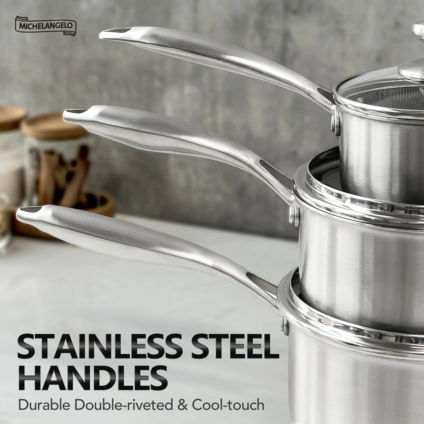 Stainless Steel Cookware Set With Triple Layer Saucepan And Honeycomb