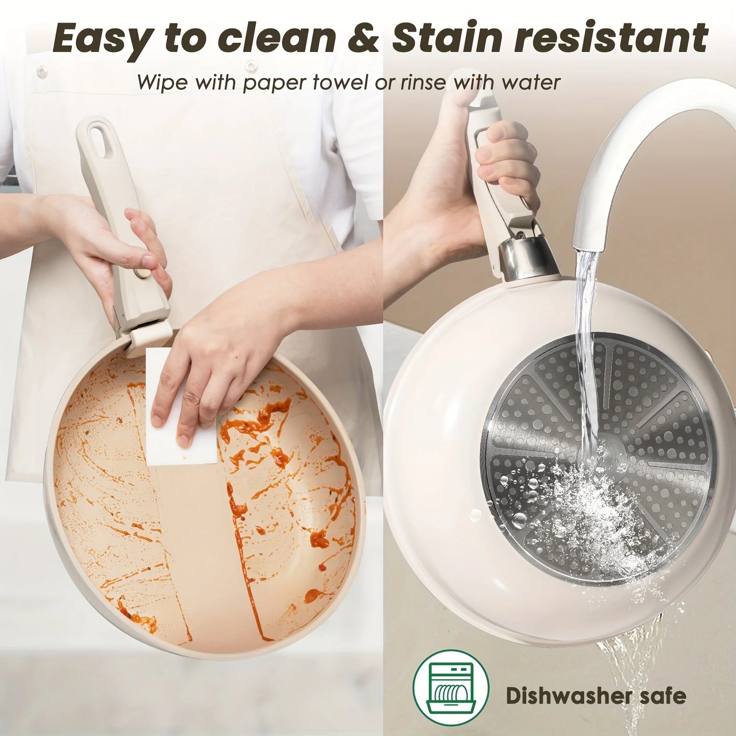 Nonstick Ceramic Pots And Pans Set With Removable Handles