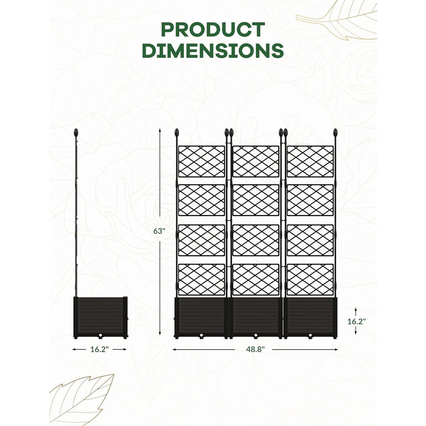 Outdoor Raised Planter Box With Trellis Set For Climbing Plants