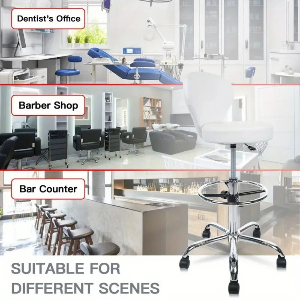 Saddle stool chair with back pedal, heavy duty hydraulic rolling rotary adjustable stool chair, suitable for salon spa beauty