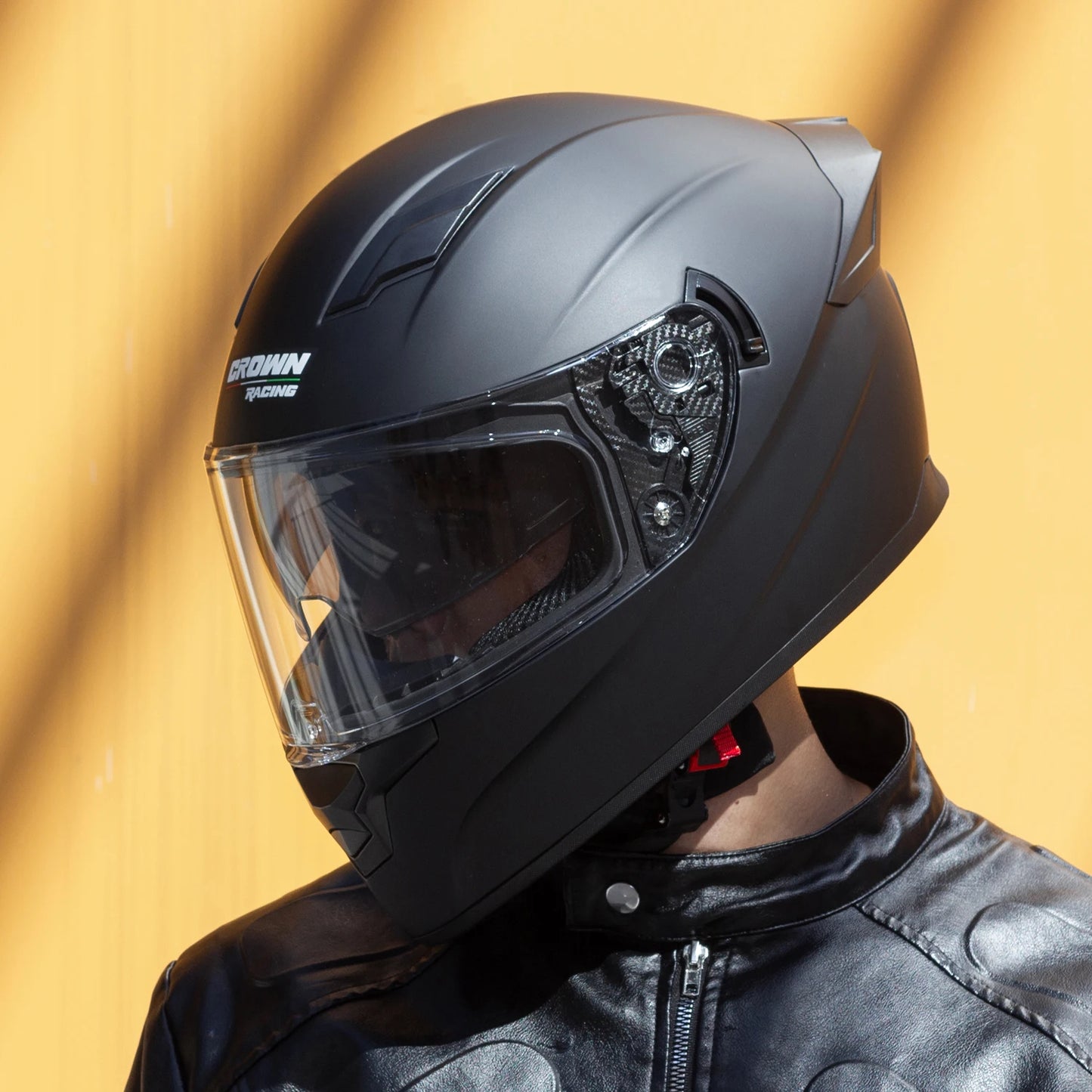Full - Face Motorcycle Helmet DOT Certified Unisex Helmet with Built - in Sun Visor and Clear Outer Visor