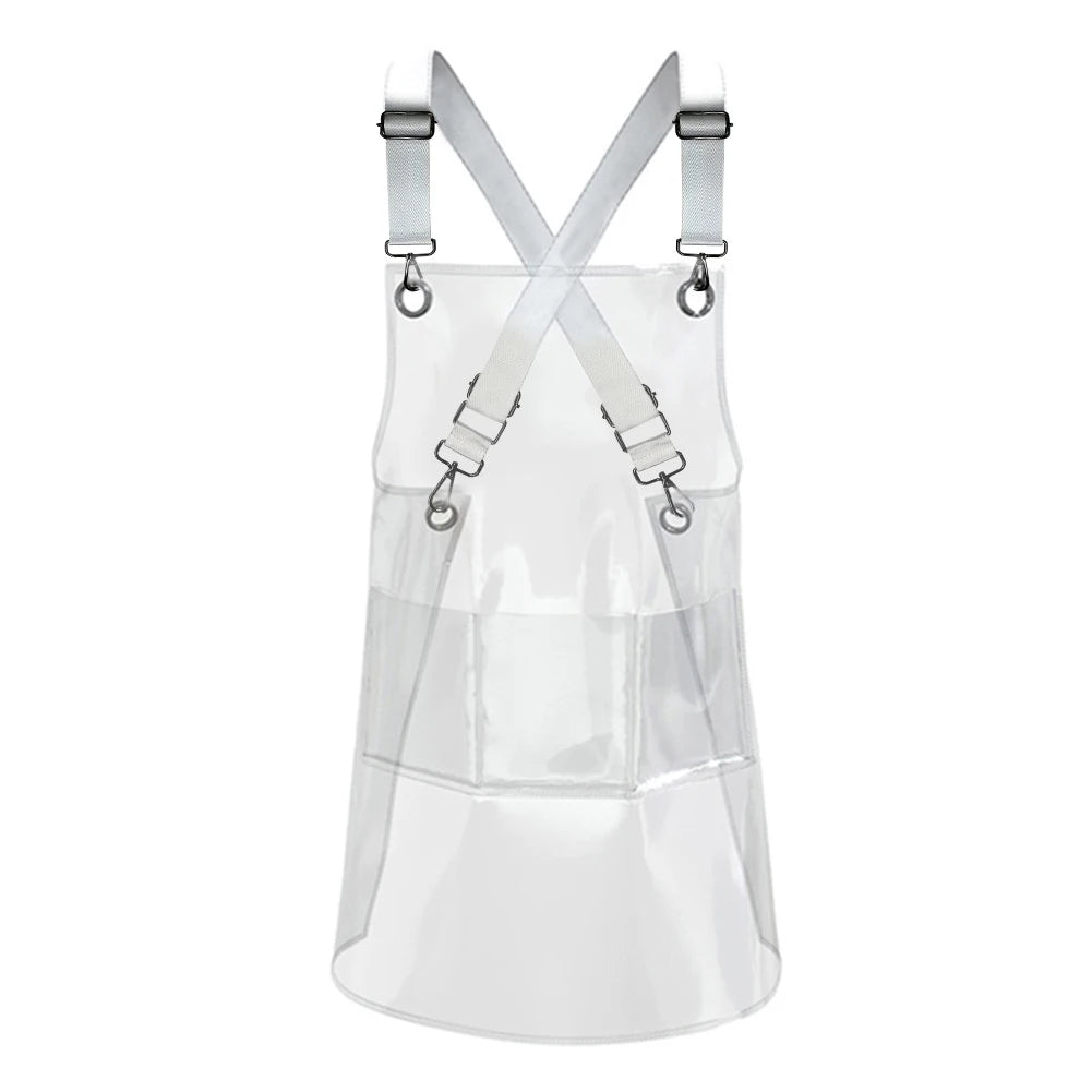 VKTECH Transparent Reusable Waterproof Apron For Kitchen Barber Salon