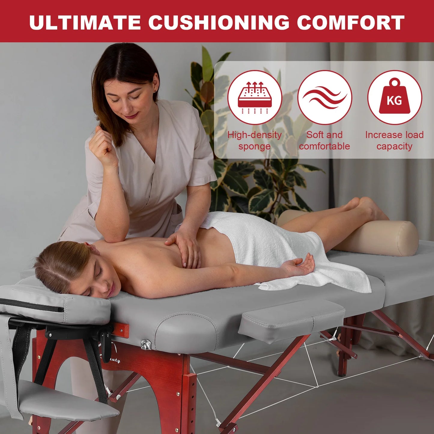 Folding Massage Table Height Adjustable Folding Tattoo Beauty Bed with Carrying Bag for Physiotherapy Shops