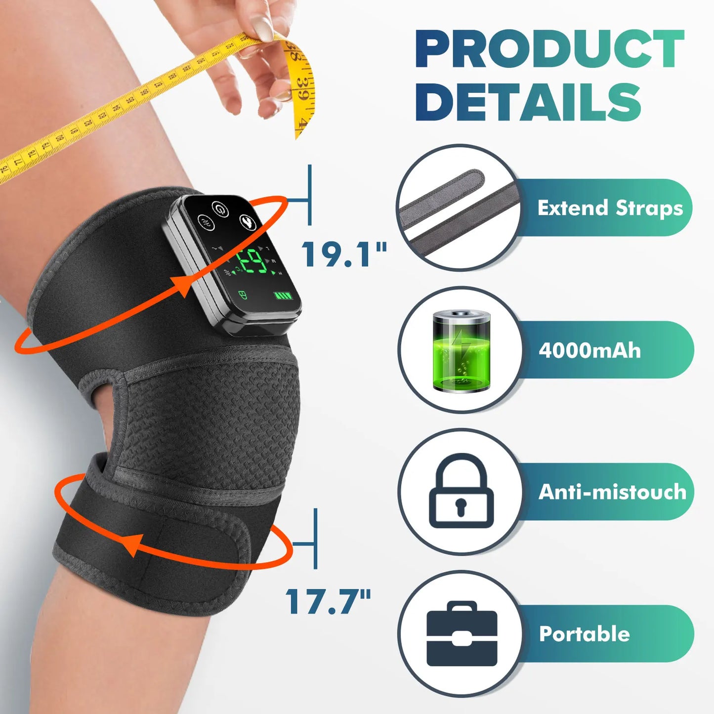 Hailicare Knee Heating Massager With Vibration Therapy Arthritis Relief