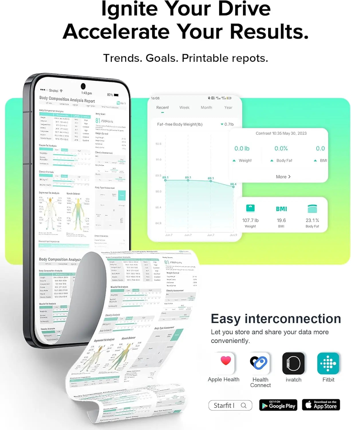 Smart Body Scale with 8 Electrodes, Measures BMI & Muscle Mass, High-Accuracy Monitor with App Connectivity