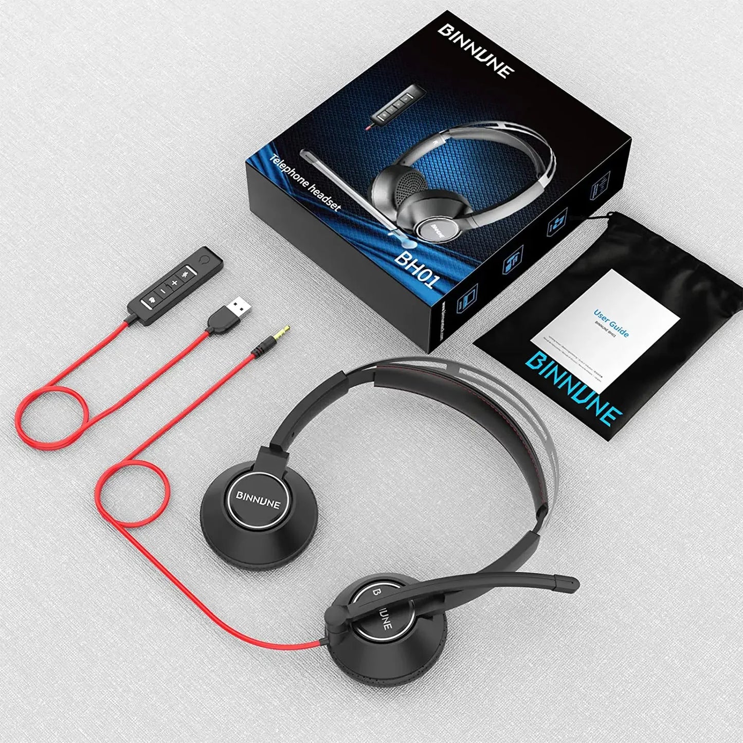 BINNUNE Wired Headset With Microphone For Laptop And PC Noise Canceling