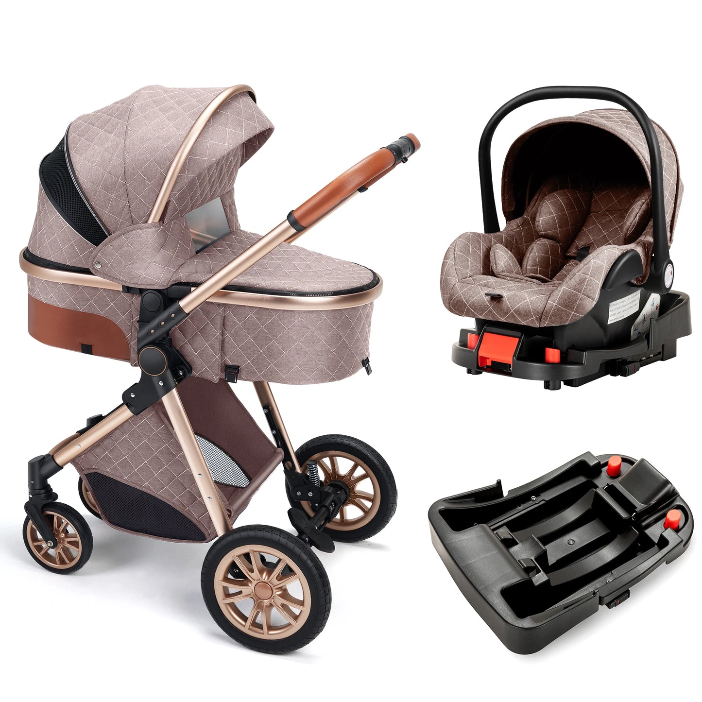 High Landscape Three-in-One Baby Stroller With Reversible Seat