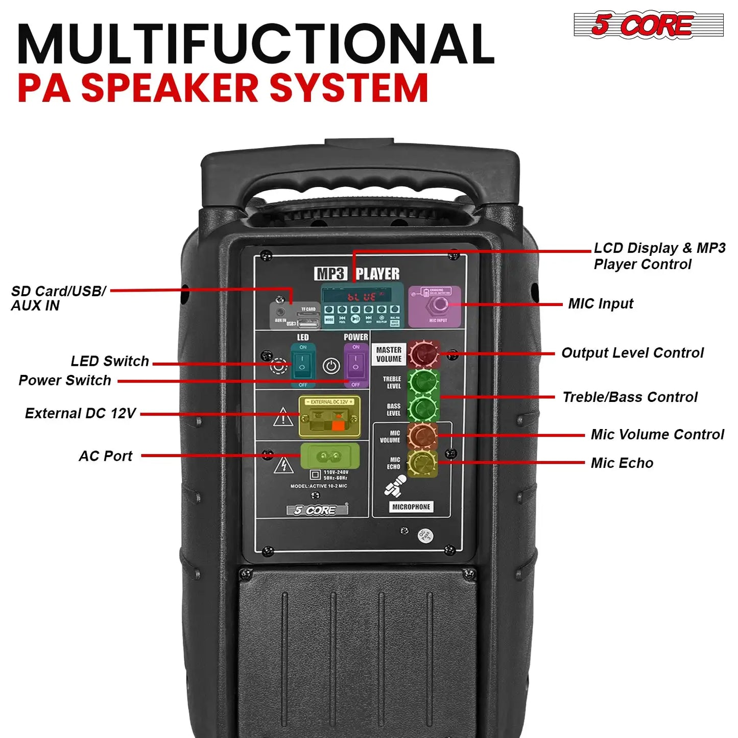 5 CORE Party Speaker With Microphone Bluetooth Karaoke System