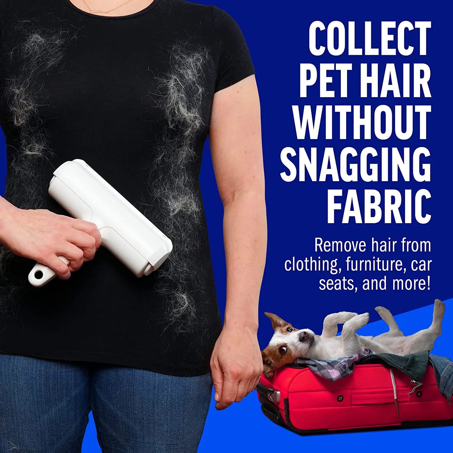 Pet Hair Remover Roller Self Cleaning Base For Furniture