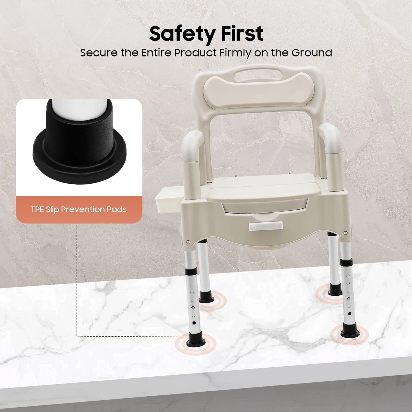 Bymaocar Toilet Chair For Elderly With Adjustable Height Aluminum