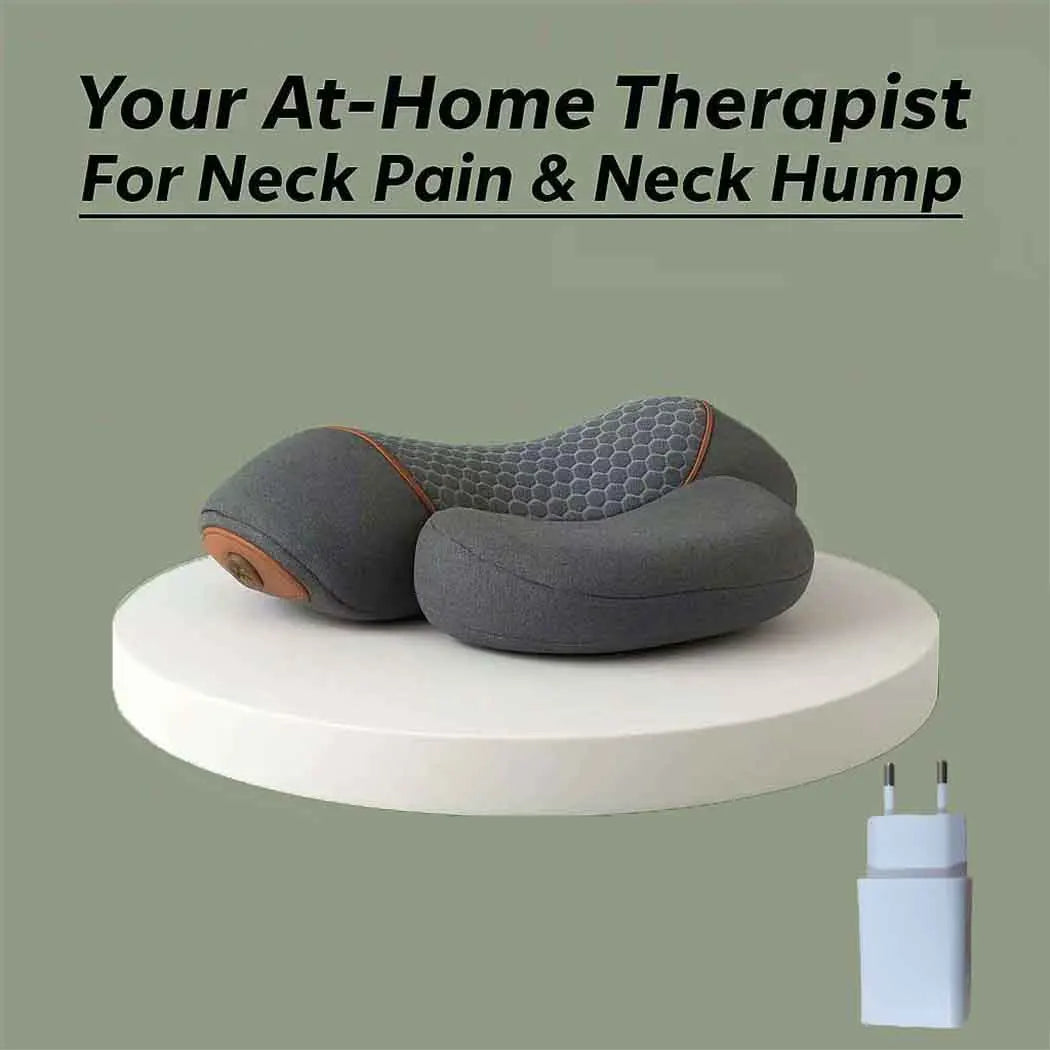 Okayso Electric Neck Massager Cervical Pillow Hot Compress Neck Stretch Heating Vibration Neck Shoulder Massager Traction Pillow