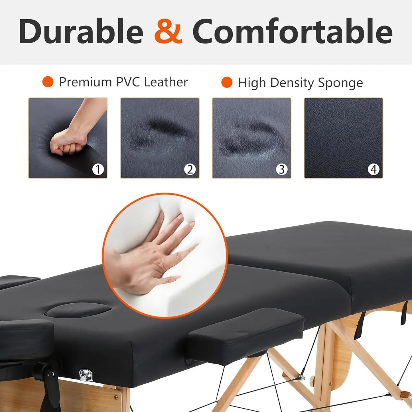 New Massage Table Massage Bed Spa Bed 73" Long Portable 2 folding W/ Carry Case