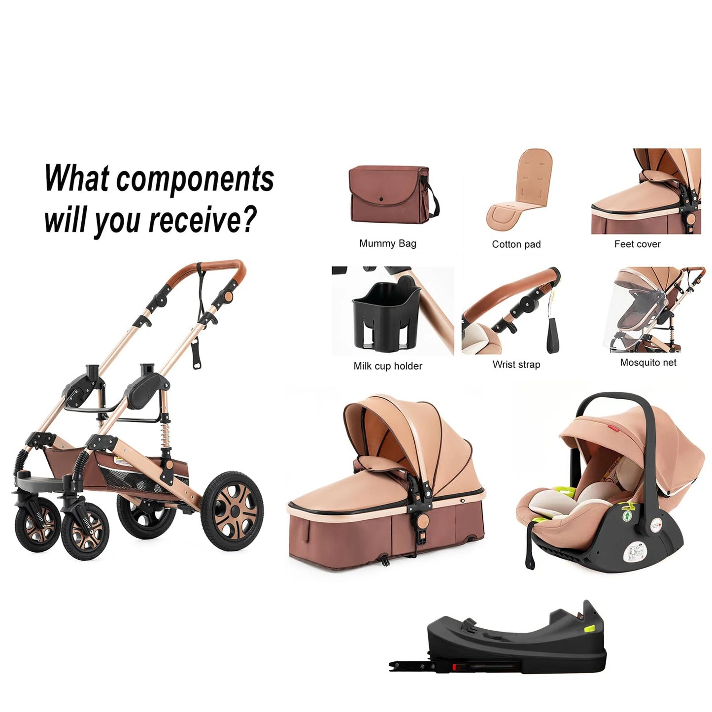 SteAnny Infant Car Seat Travel System 3-in-1 Stroller