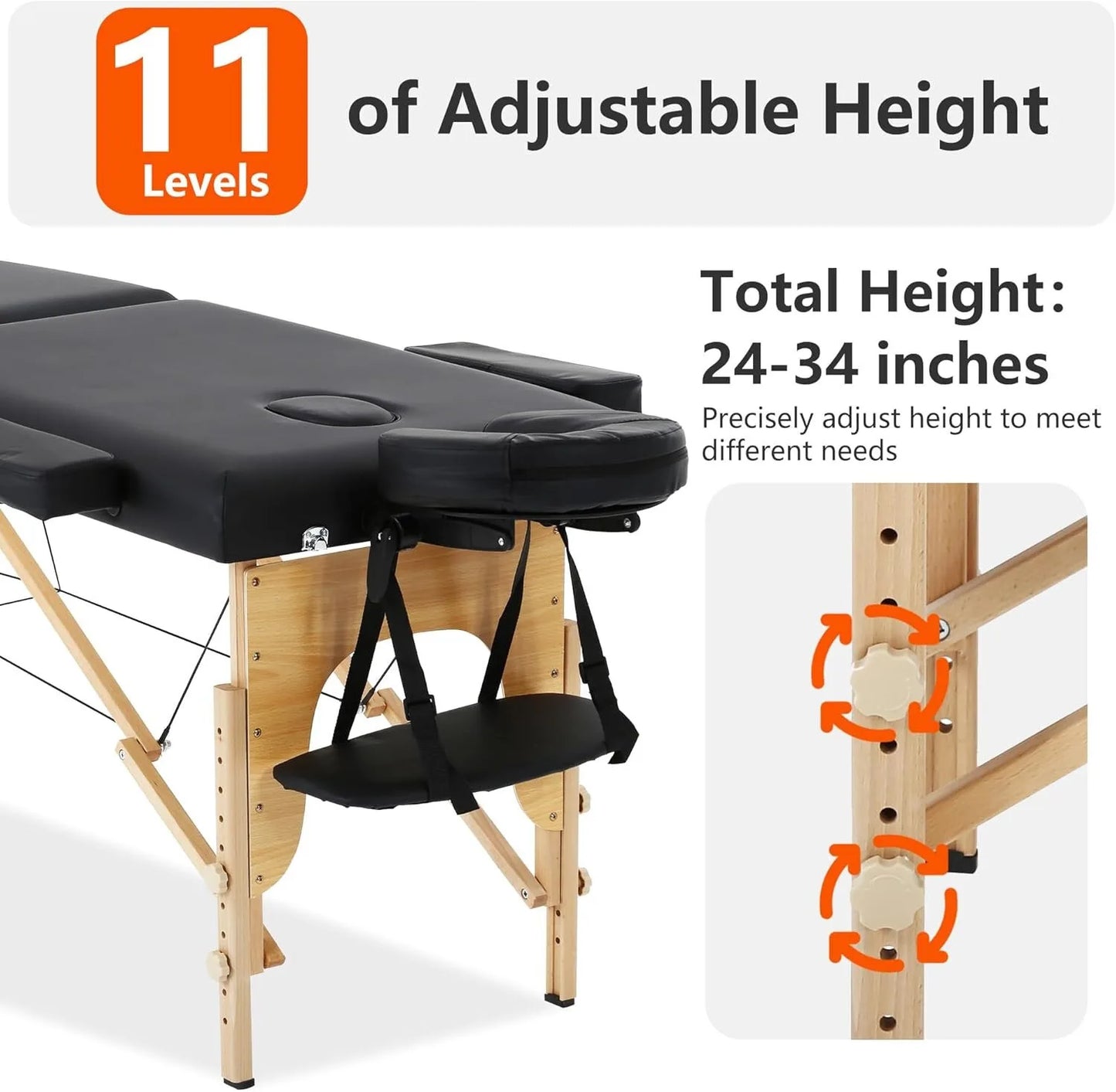 New Massage Table Massage Bed Spa Bed 73" Long Portable 2 folding W/ Carry Case