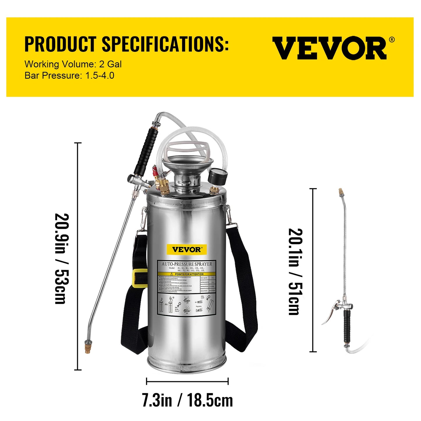 Hand Powered Stainless Steel Sprayer For Garden And Lawn Cleaning