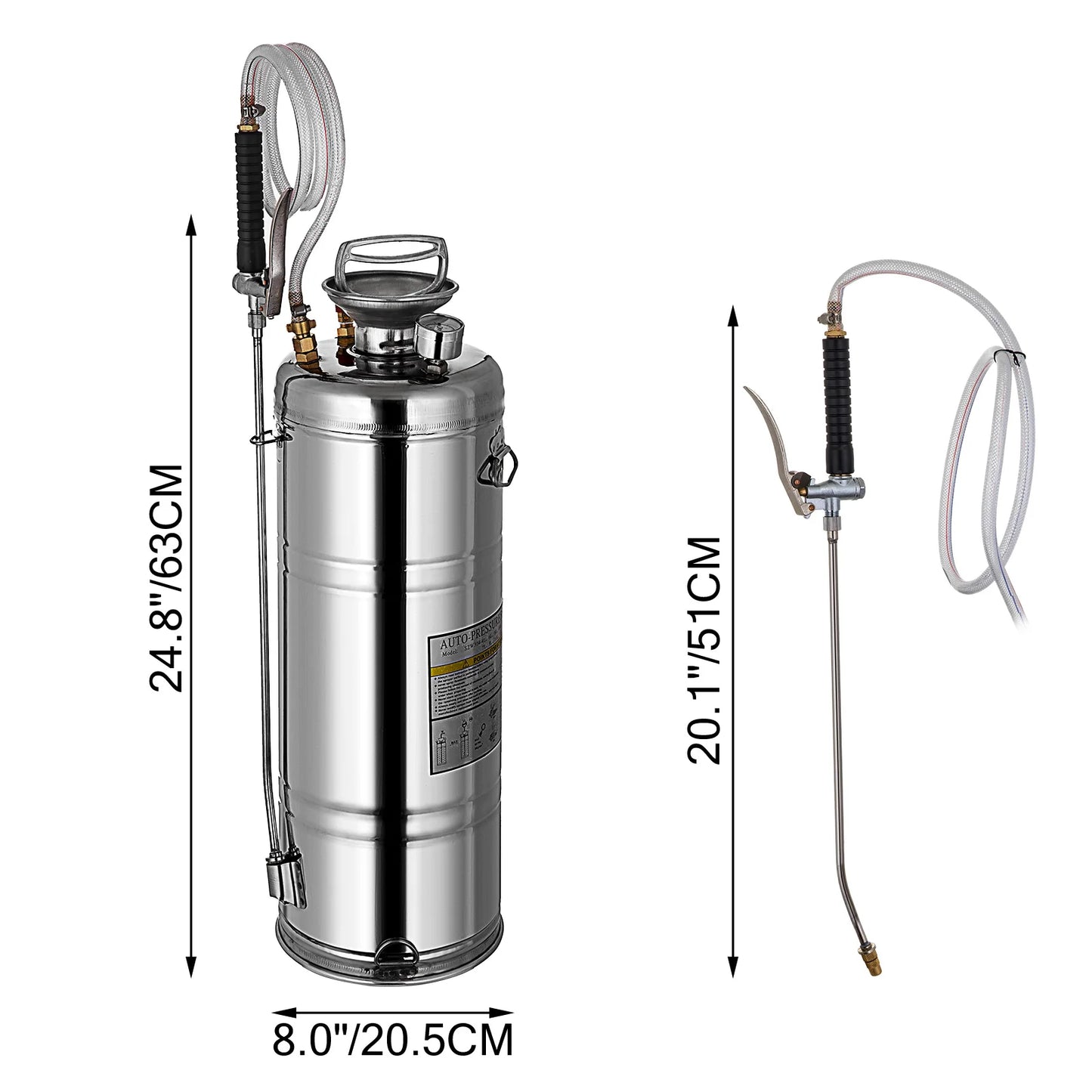 Hand Powered Stainless Steel Sprayer For Garden And Lawn Cleaning