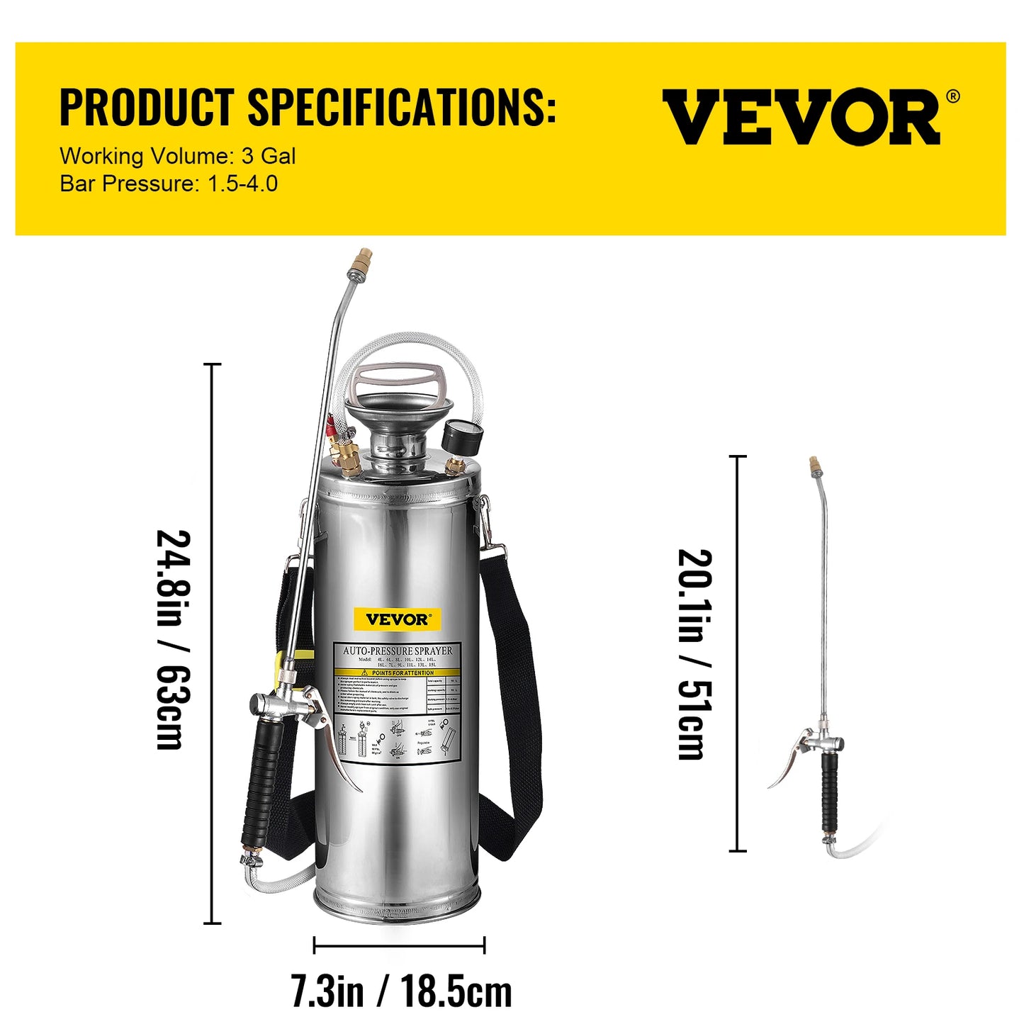 Hand Powered Stainless Steel Sprayer For Garden And Lawn Cleaning