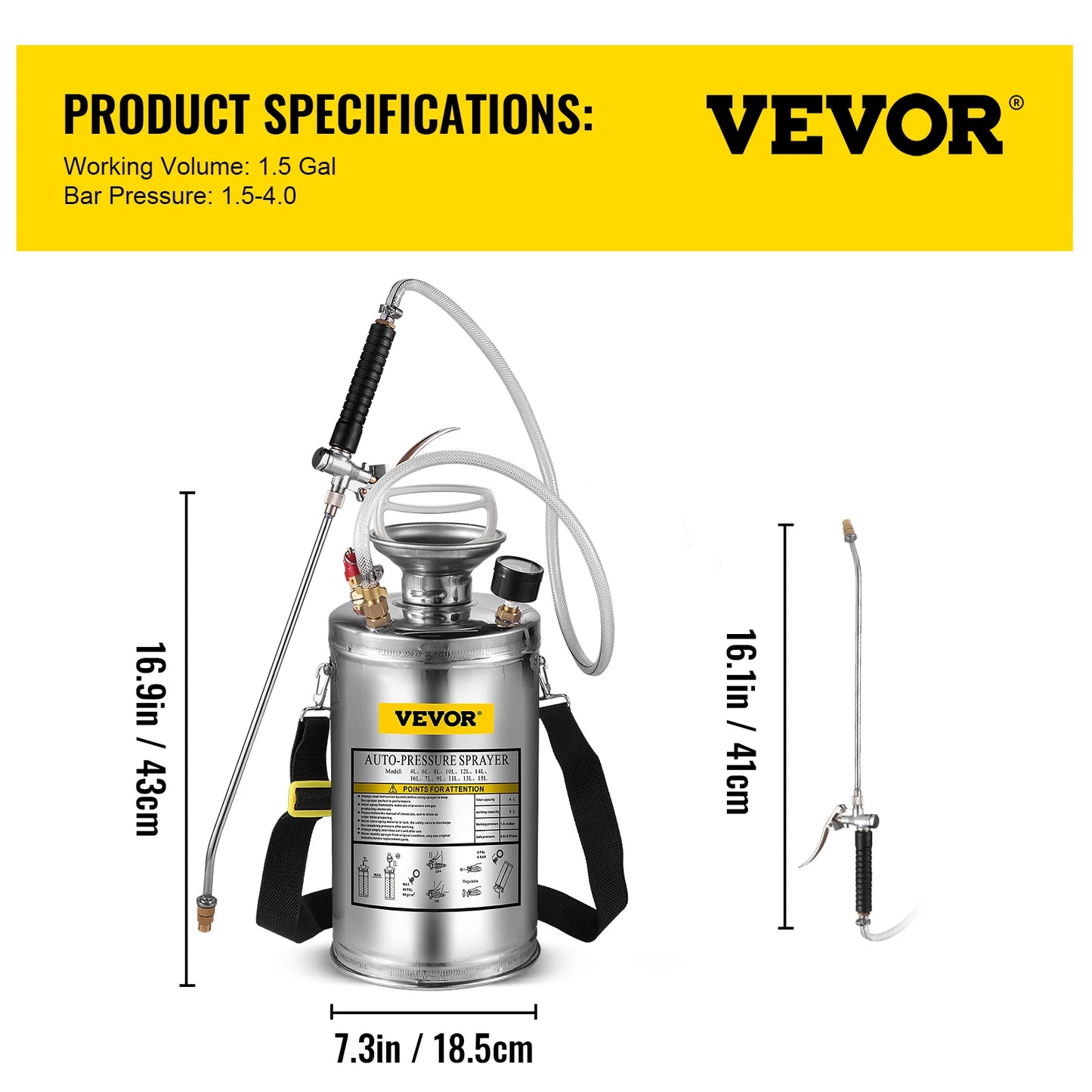 Hand Powered Stainless Steel Sprayer For Garden And Lawn Cleaning