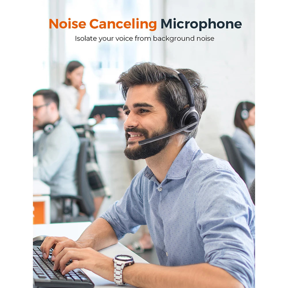 MPOW M5 Pro Bluetooth Headphones With Mic For PC Office