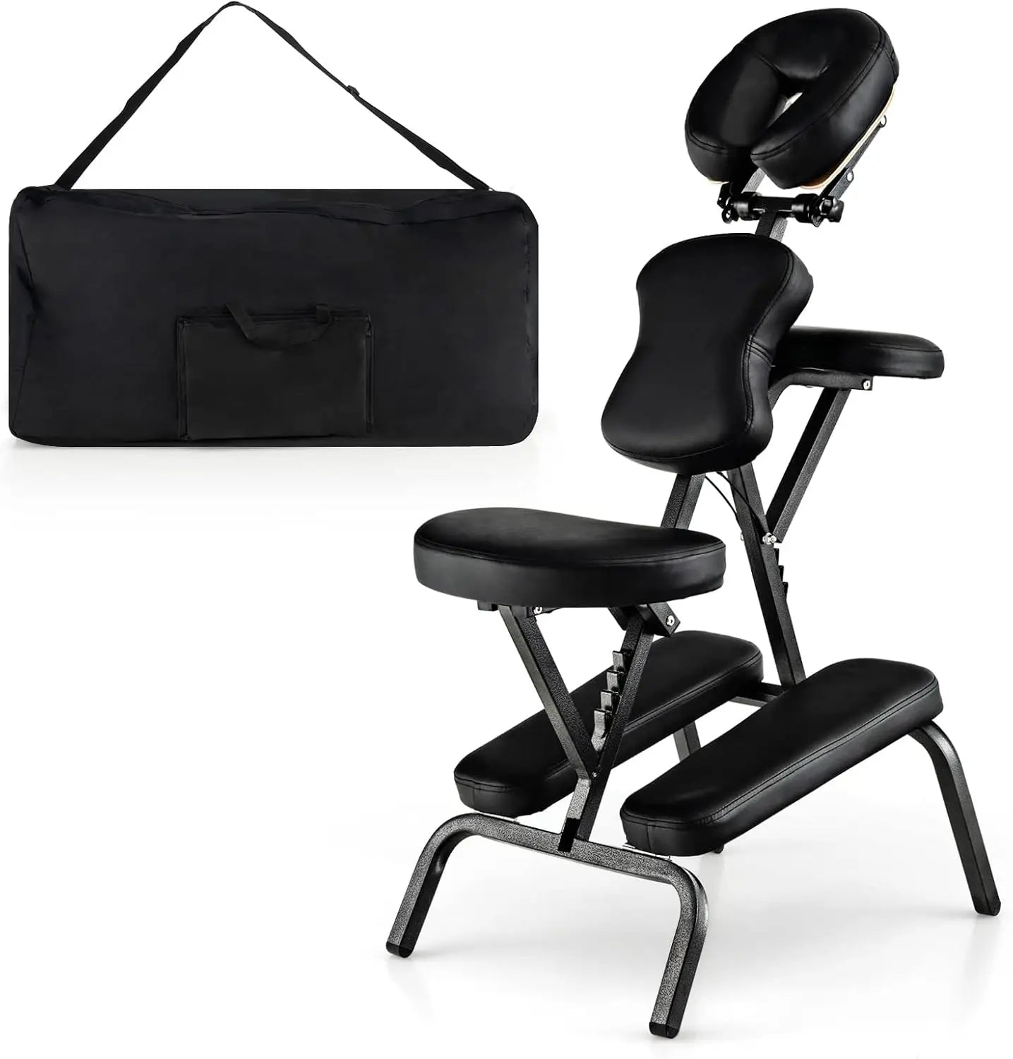Foldable Tattoo Therapy Chair 4 Inches Thickness Sponge Face Cradle Spa Salon Massage Chair (Black)