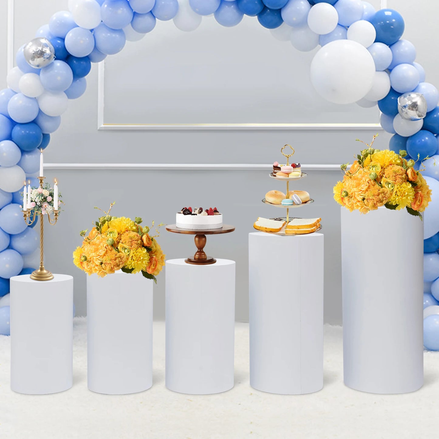Zhejiang Electronic Round Cylinder Pedestal Stand Set for Cake Display
