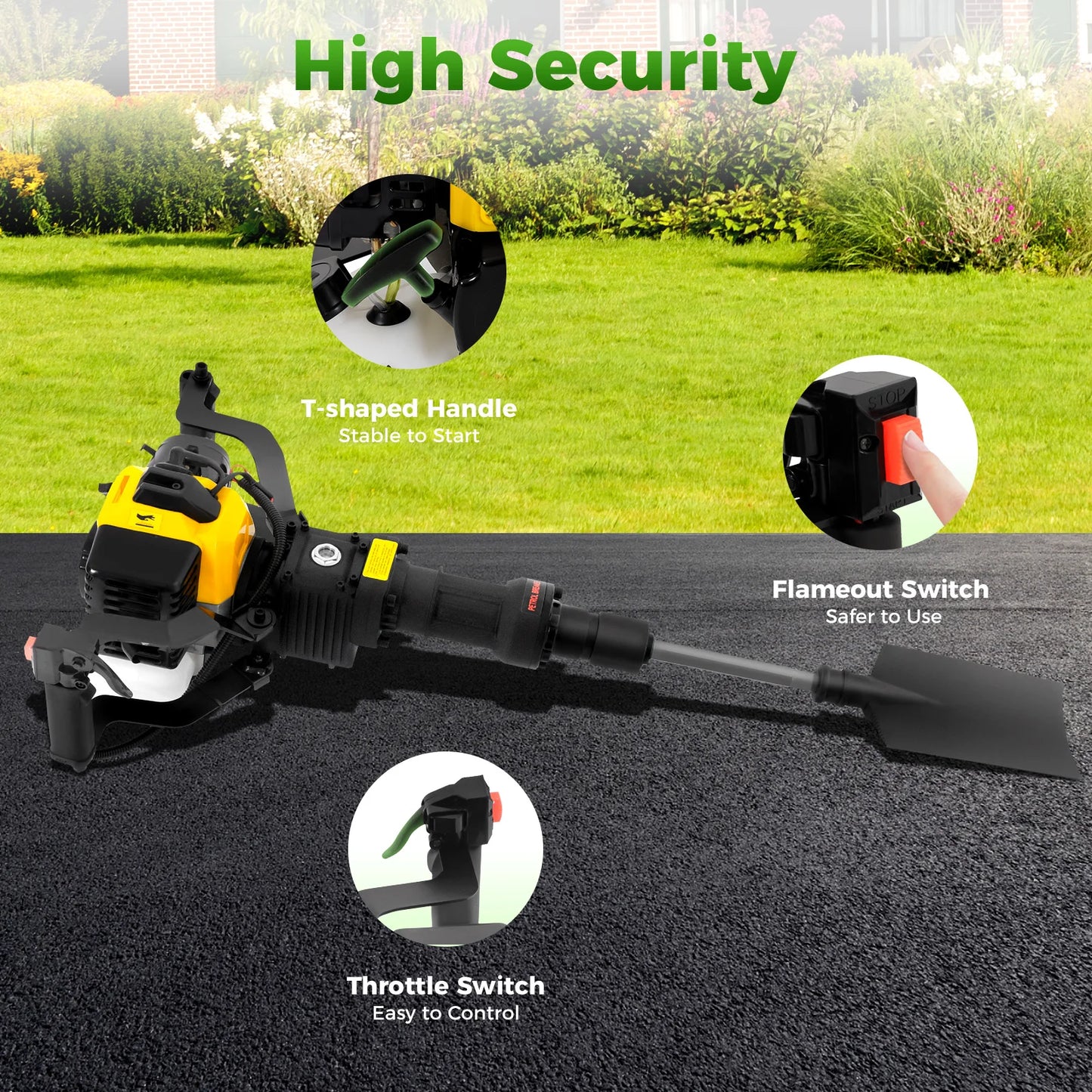 CNCEST 1250W Portable Tree Digger 33CC Gas Powered Pro