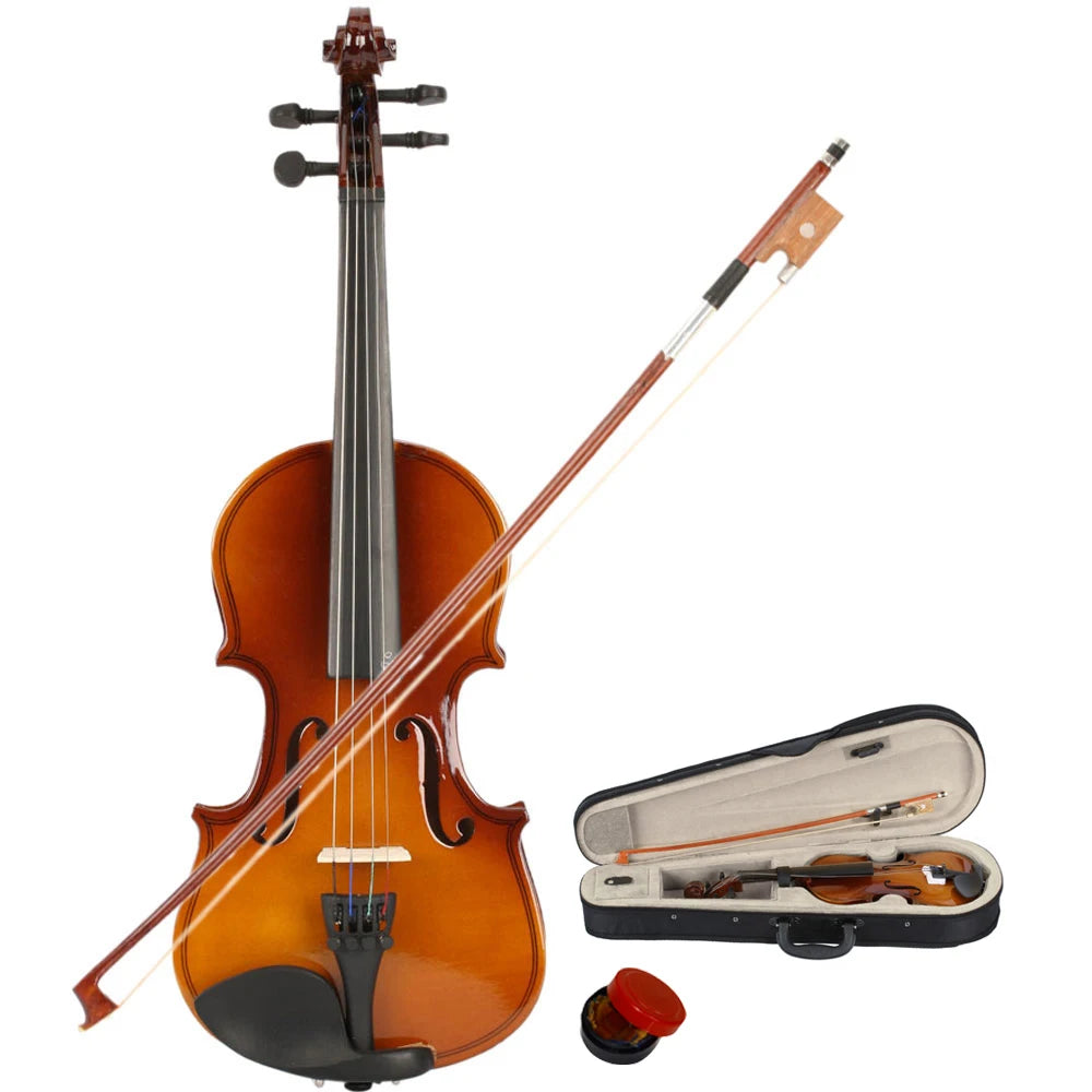 Acoustic Violin Case With Bow And Rosin Natural Finish