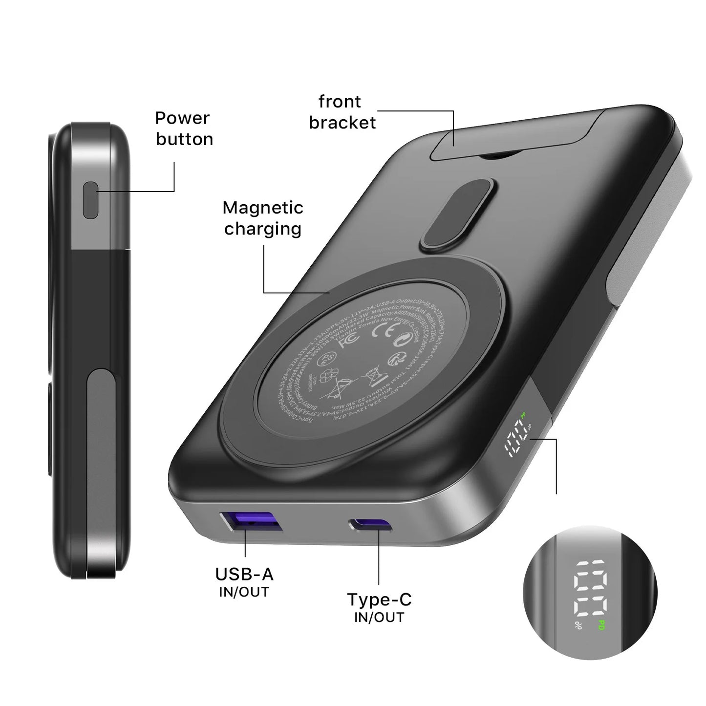10000mAh Power Bank Magnetic, JUOVI 22.5W Wireless Portable Charger, Fast Charge Battery Pack for iPhone 17/16/15/14/13 Series