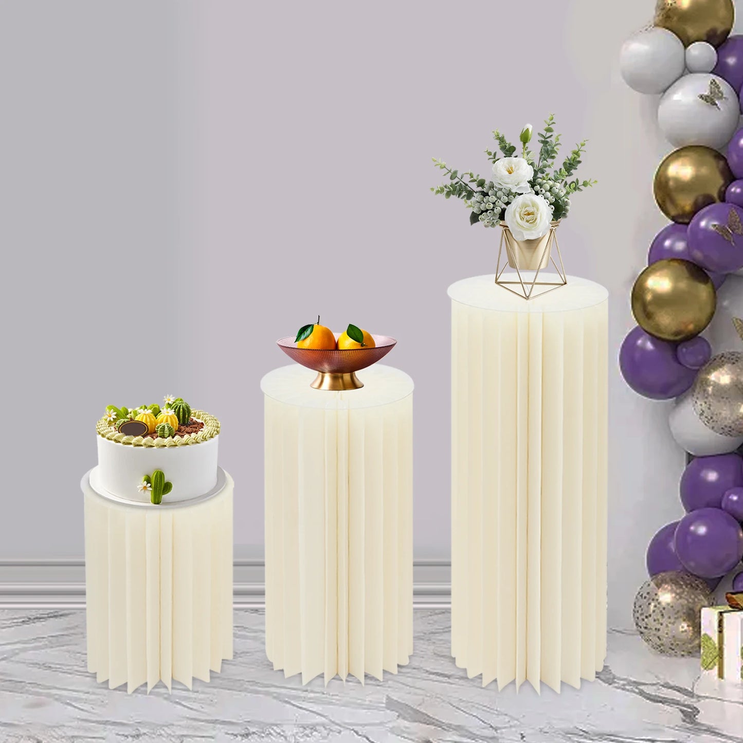 Wedding Party Flower Stand Cylinders Set Foldable Cardboard Centerpieces