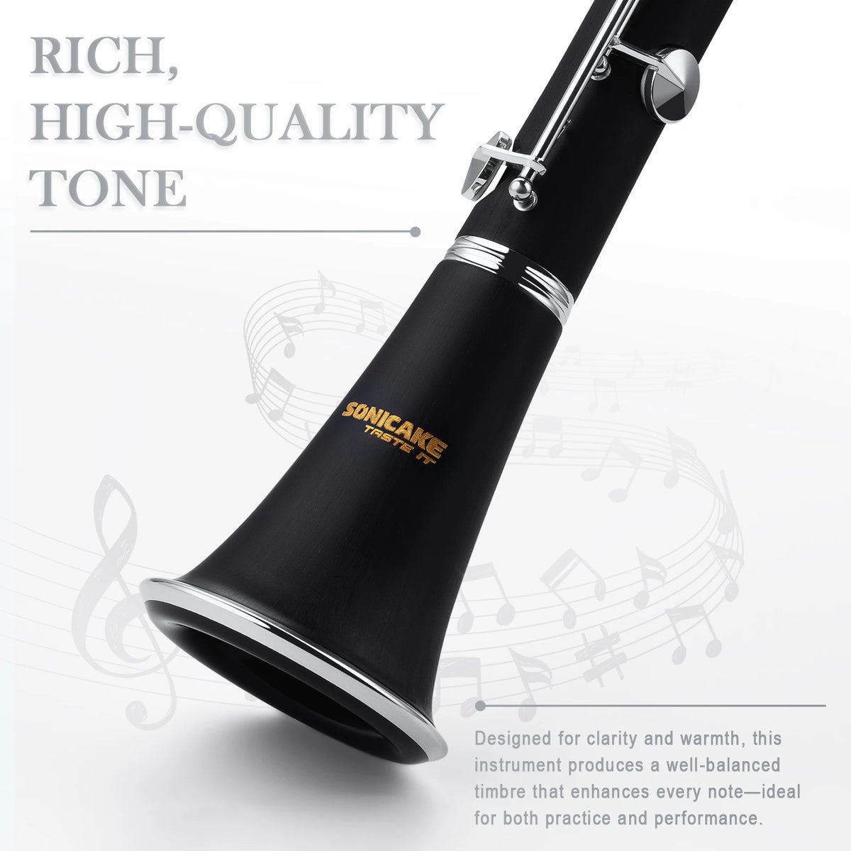 Sonicake Bb Clarinet For Beginners With Hard Rubber Body