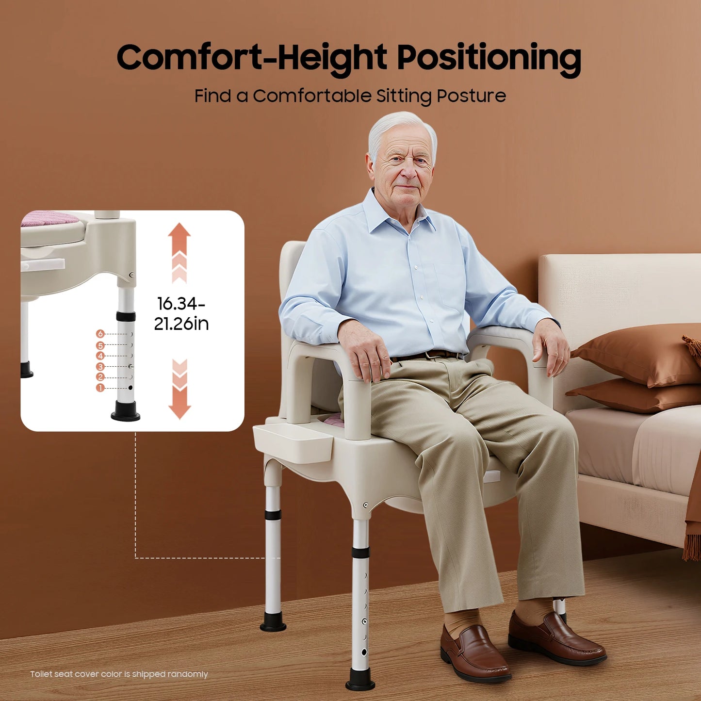 Bymaocar Toilet Chair For Elderly With Adjustable Height Aluminum