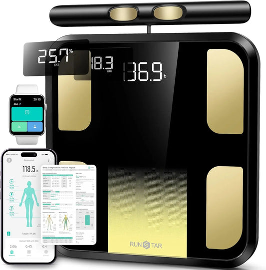 Smart Body Scale with 8 Electrodes, Measures BMI & Muscle Mass, High-Accuracy Monitor with App Connectivity