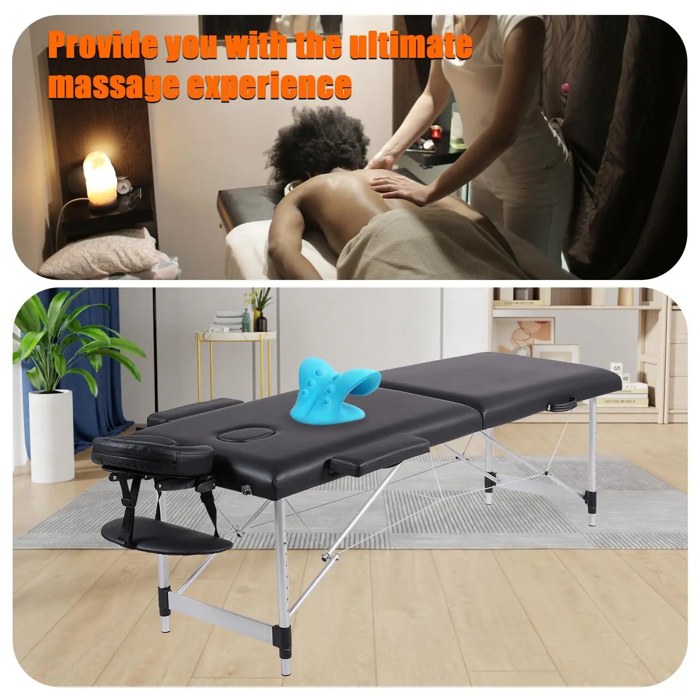 Portable Massage Table with Neck Stretcher, Light Weight 84 in Massage Bed Adjustable Lash Bed Tattoo Table for, Customized