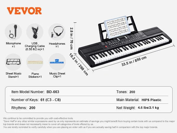 Portable Electric Digital Keyboard Piano For Beginners And Students