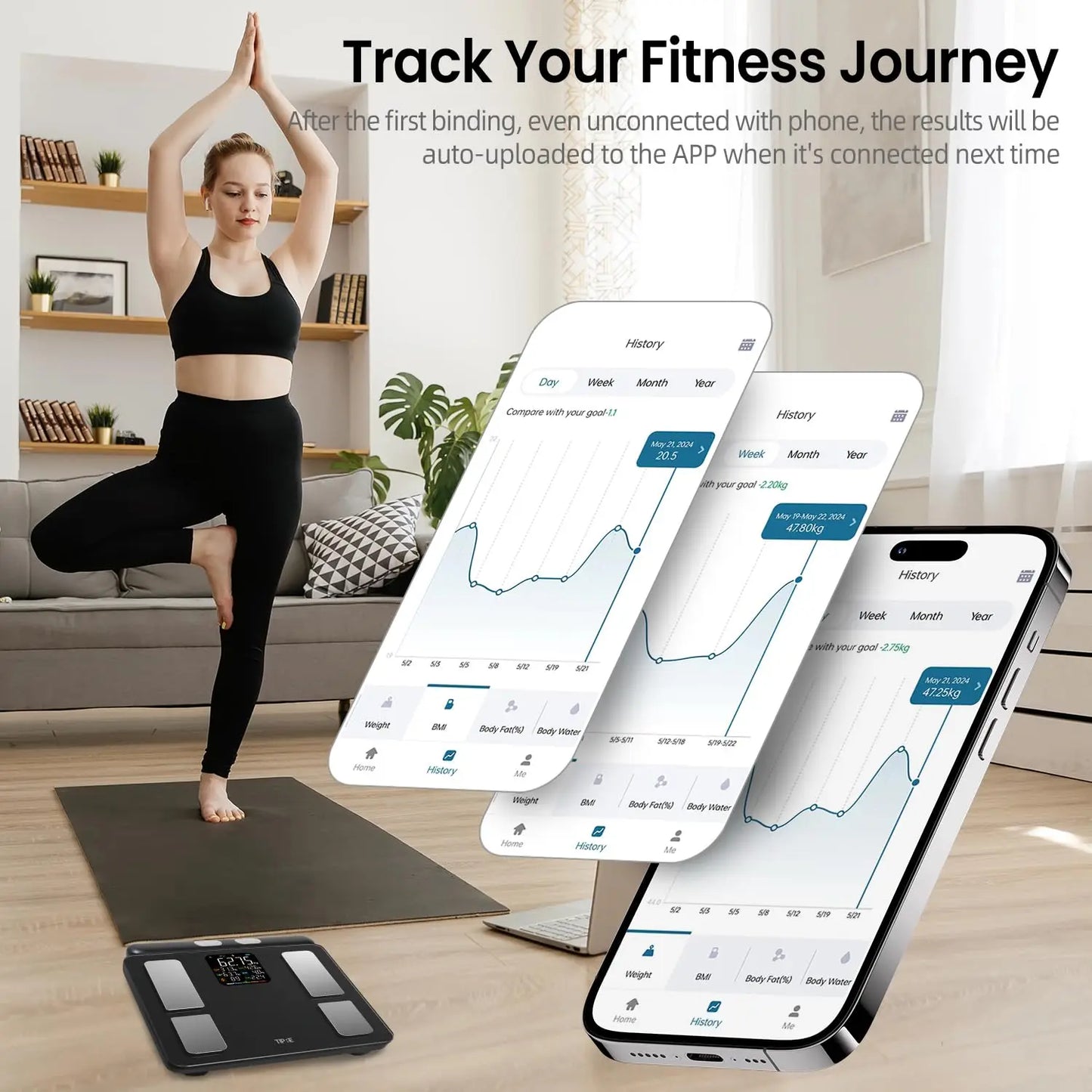 8-Electrode Smart Body Scale With Full Composition Analysis Bluetooth Sync