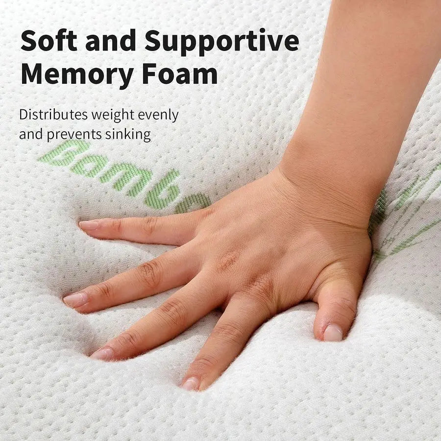 Memory Foam Massage Bed Mattress Topper with Cooling Rayon Derived from Bamboo Cover, Lash Bed Table Mattress Topper with Elast
