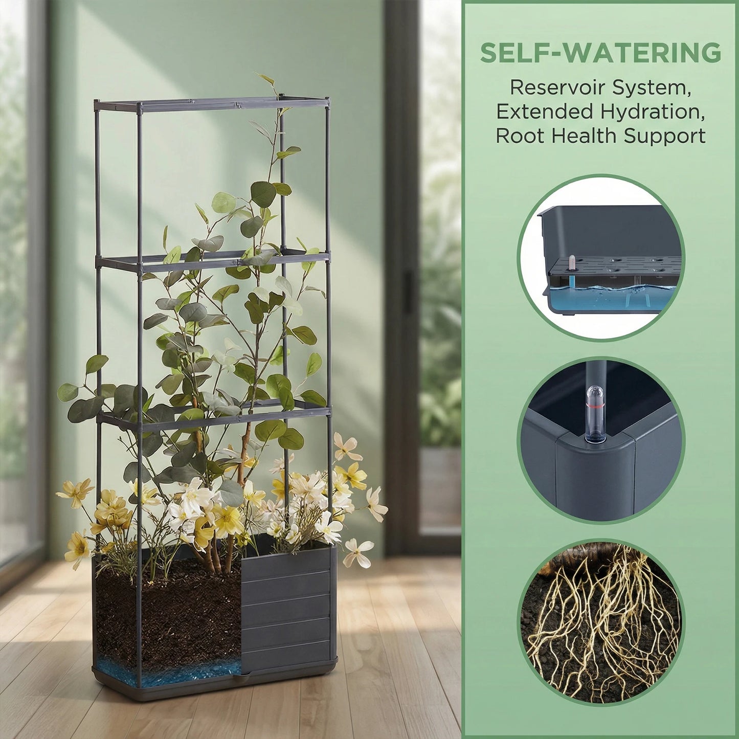 Raised Tomato Cage Planter With Trellis For Climbing Plants