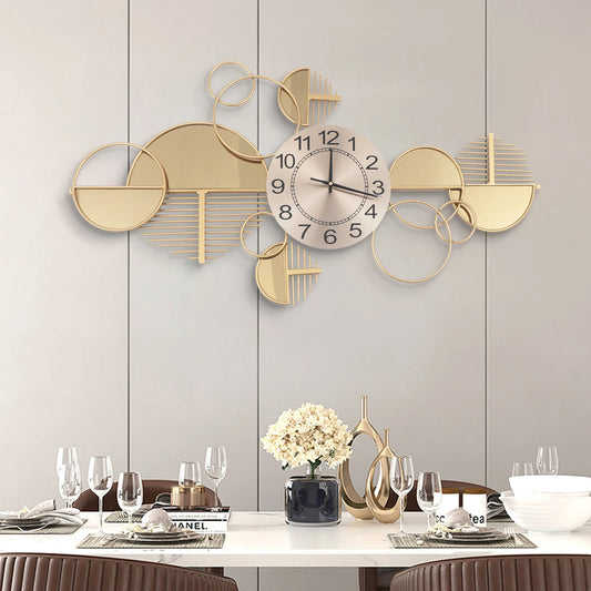 Creative Modern Metal Wall Clock Battery Operated Silent Minimalist Gold