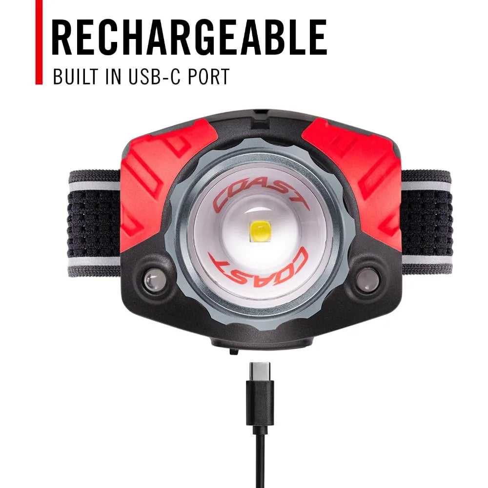 FL85R 1000 Lumen Tri-Color (White/Red/Green) Focusing Rechargeable LED Headlamp, Built-in Rechargeable Battery