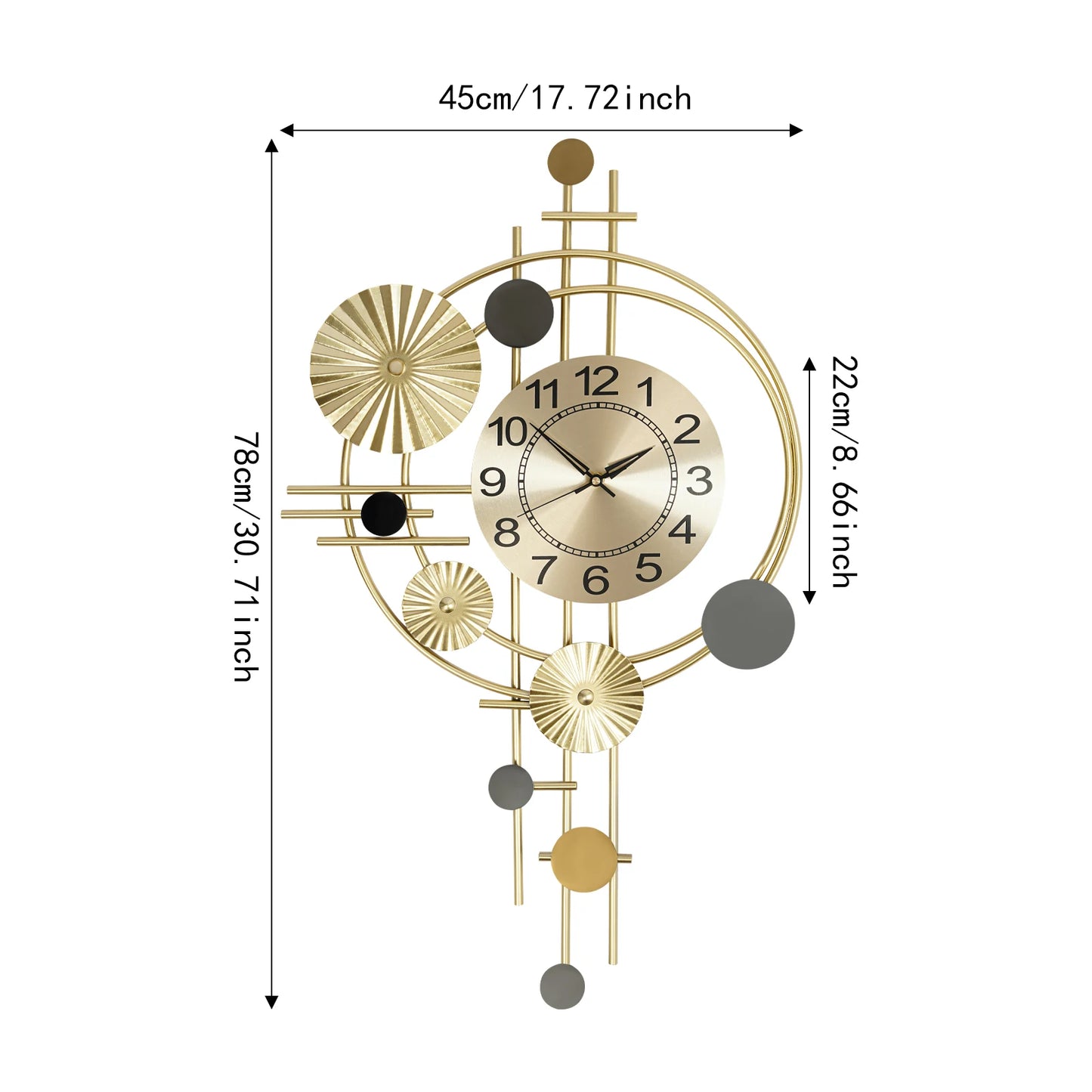 Modern Iron Wall Clock Silent Operation Decor Art Timepiece