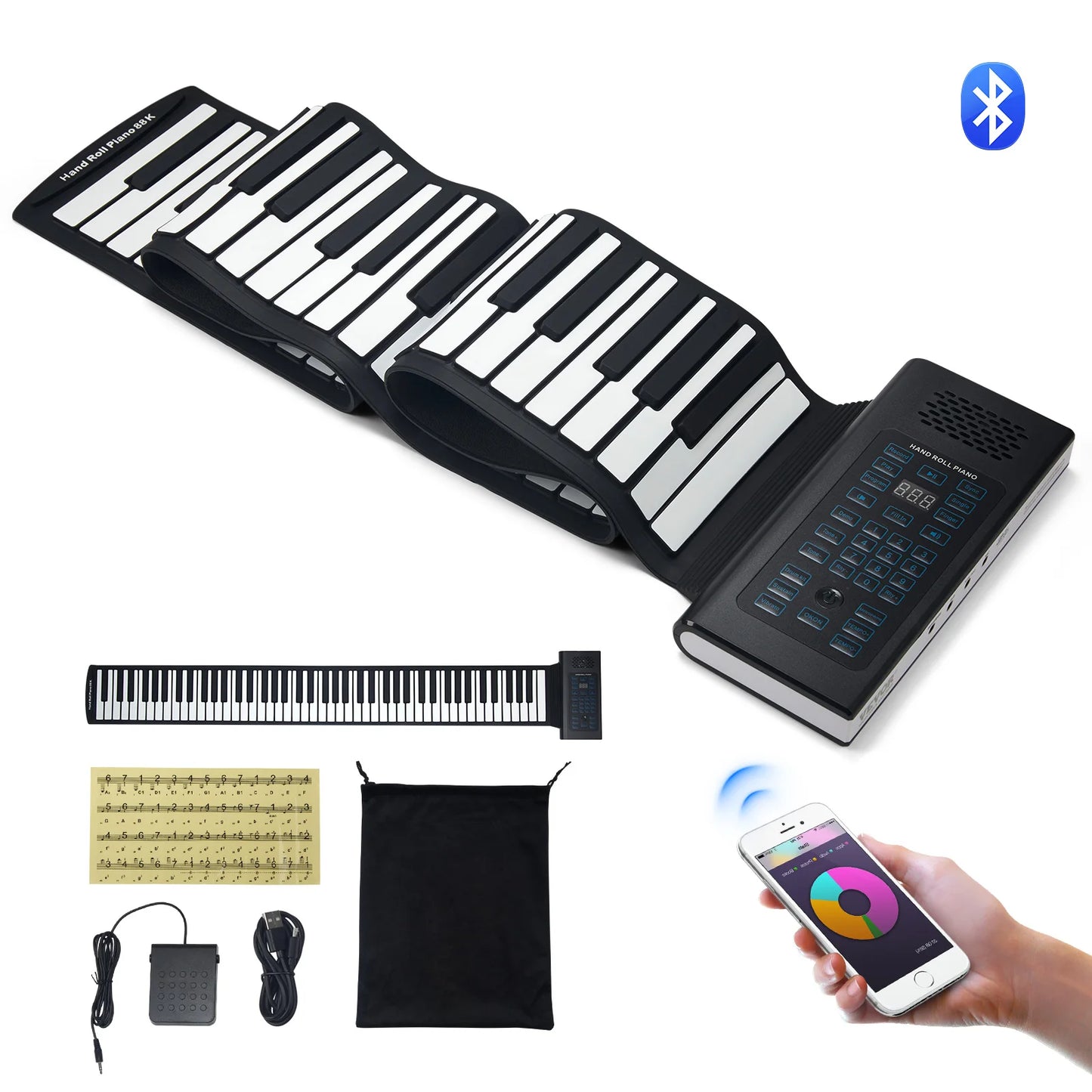 SucceBuy 88 Keys Roll Up Piano Portable Electric Keyboard