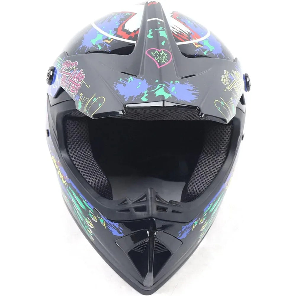 Motocross Helmet Kit Size L 57-58cm/22.44-22.83in - ABS Foam Sponge Fiber Fabric,Injection Moulding Painting,W/ Goggles & Gloves
