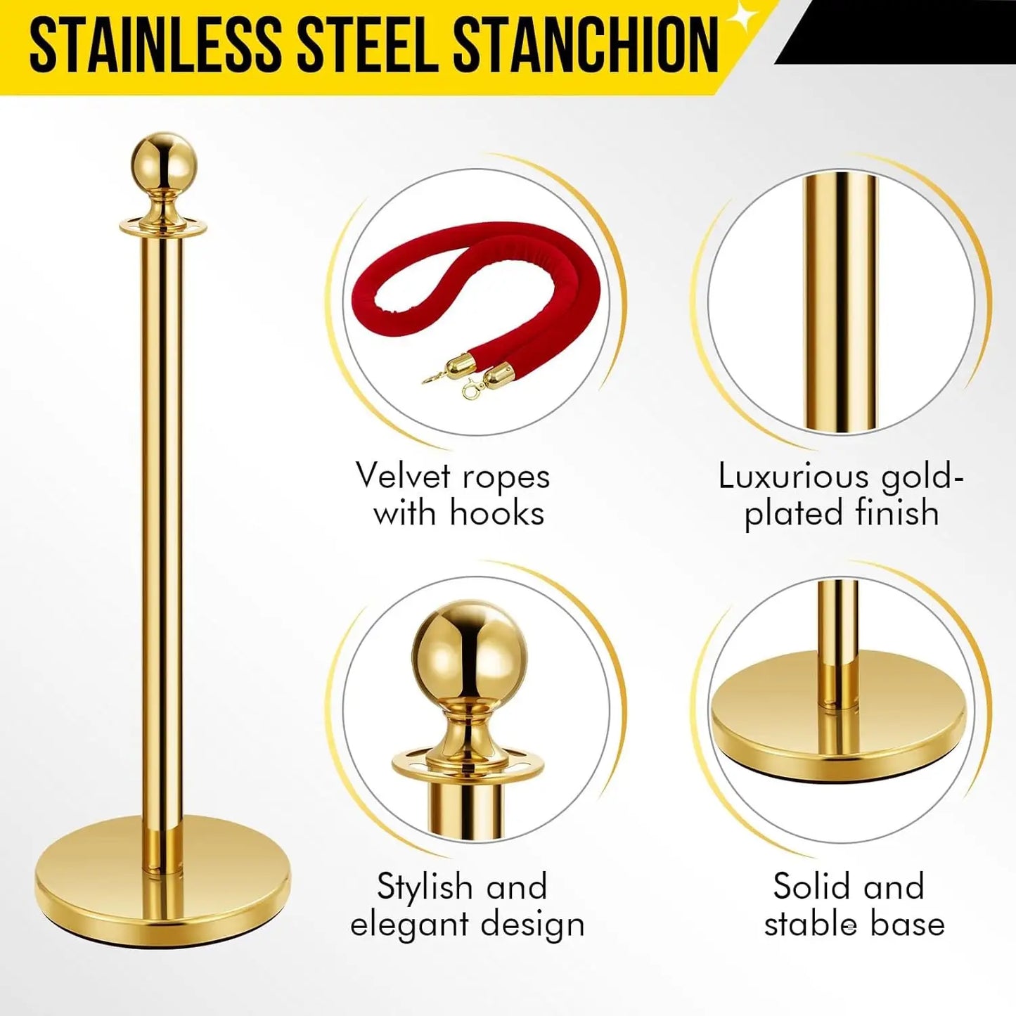 HiMISS Stanchion Posts With Velvet Ropes For VIP Queues