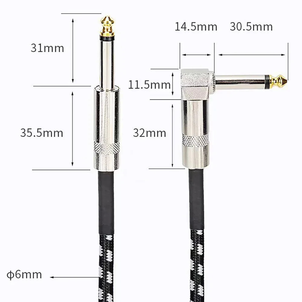 TRS Audio Cable Gold Plated Shielded Low Noise Guitar Bass