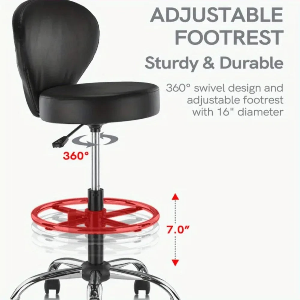 Saddle stool chair with back pedal, heavy duty hydraulic rolling rotary adjustable stool chair, suitable for salon spa beauty